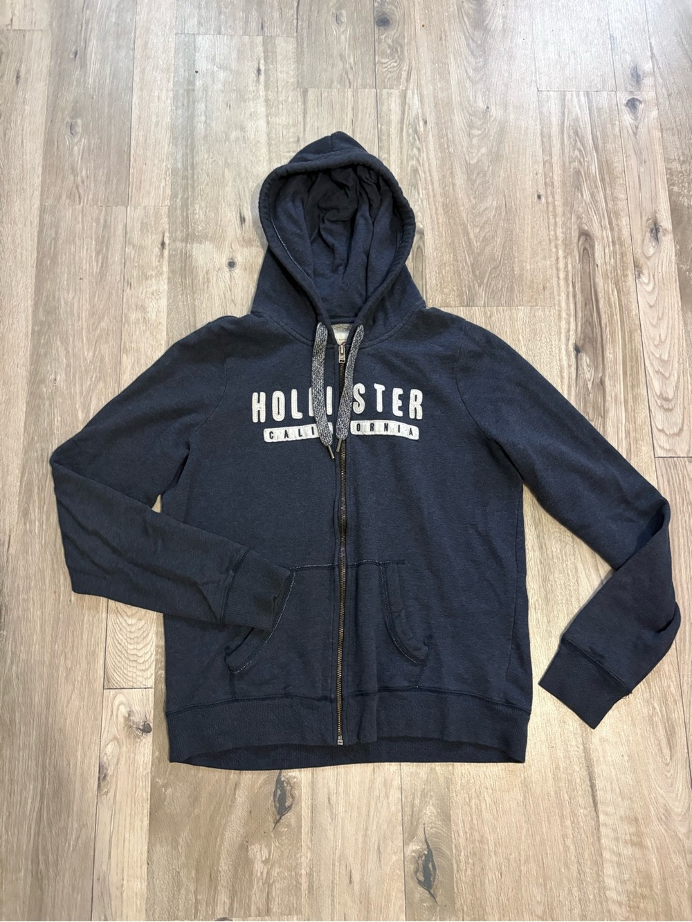 Hollister Dark Navy Full-Zip Hooded Sweatshirt